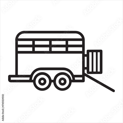 Livestock trailer cattle transport outline icon vector
