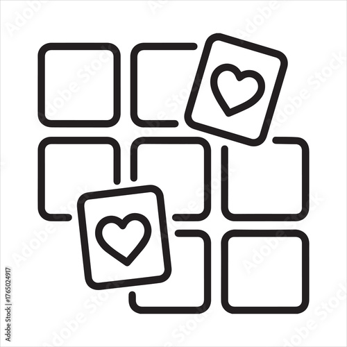 Memory matching cards outline icon vector