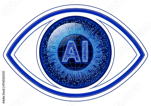 Digital AI Eye Agent virtual assistant artificial intelligence global surveillance cybersecurity futuristic vision PNG transparent background