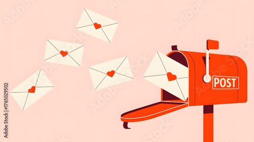 Love letters mailbox post romance valentine heart mail correspondence message delivery communication sending