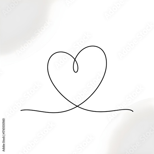 Continuous line drawing of a heart shape isolated on white background for love and valentines day concepts