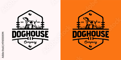 Doghouse Vintage Pet Paw Logo Emblem