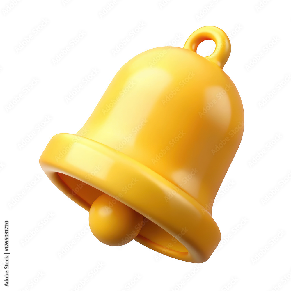 Fototapeta premium Glossy golden notification bell icon alert reminder symbol communication attention isolated on high quality 3d rendering icon