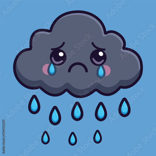 Crying Cloud Raining Cartoon Icon