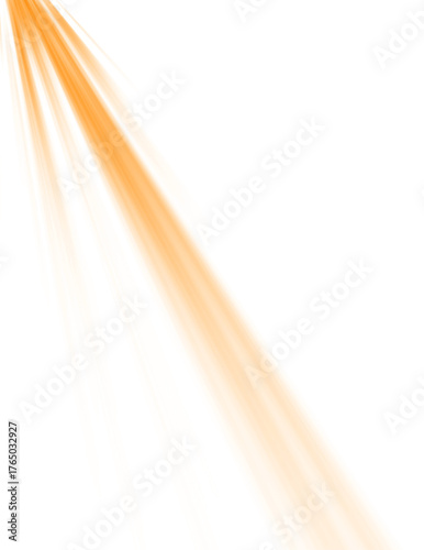 Bright orange flare light streak isolated on transparent BG