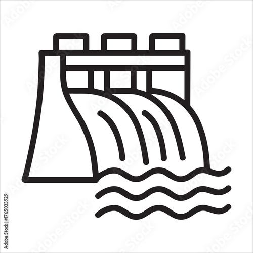 Minimalist hydroelectric dam icon design