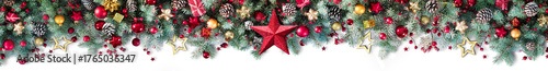 Christmas Banner - Border Decoration With Fir Branches And Star