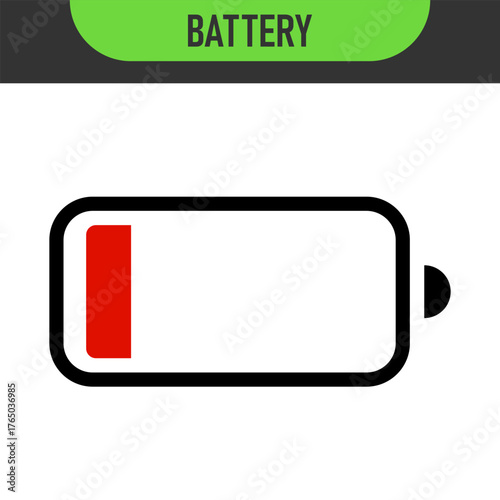 Set of battery icon . Full and low battery charge icons. Color icons set. Black icons