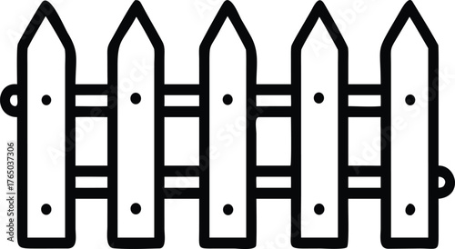 Wooden picket fence vector illustration section outline icon design