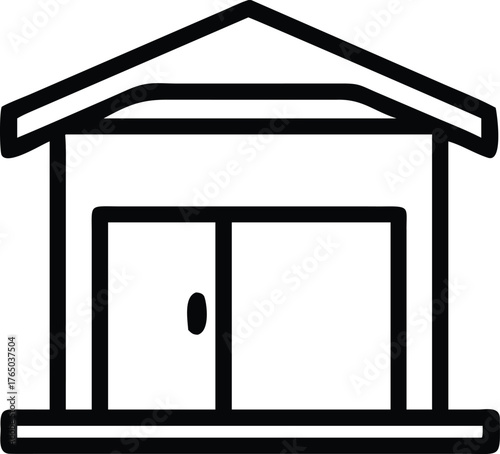 Tool shed vector illustration small storage building outline icon