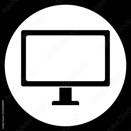 LCD Icon – Flat Screen Display Symbol in Black and White Minimalist Design