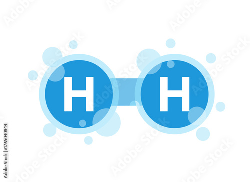 D icon concept of hydrogen (H₂) illustrating renewable eco energy powered by renewable electricity, depicted as a hydrogen vector and chemistry model