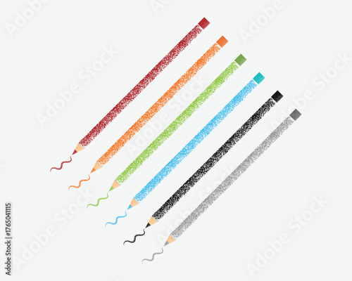 colorful pencils isolated on white background set of brown orange green sky blue black and grey pencils perfect for art school and creativity