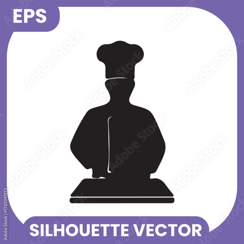 Chef silhouette chopping food on a cutting board cook