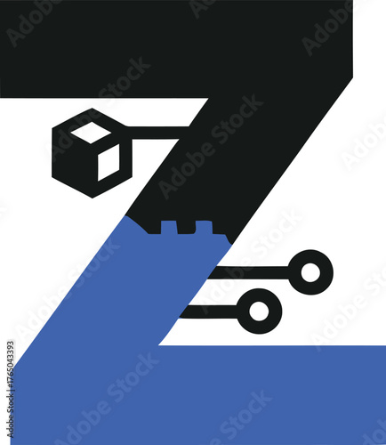 Modern letter z logo design abstract technology concept digital network data connection block chain futuristic initial icon graphic symbol innovation creative branding vector Game logo