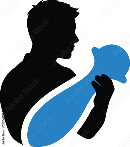 Fatherhood silhouette man holding baby loving parent new dad bonding infant care family love graphic icon modern minimal design paternal affection support vector Game logo