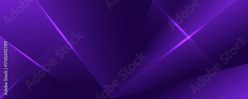 Purple dark gradient abstract background with geometric polygon shapes and glowing light lines.