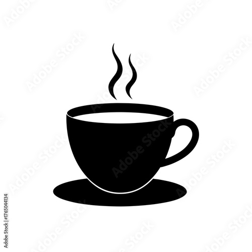 hot tea cup icon black silhouette vector illustration on transparent background