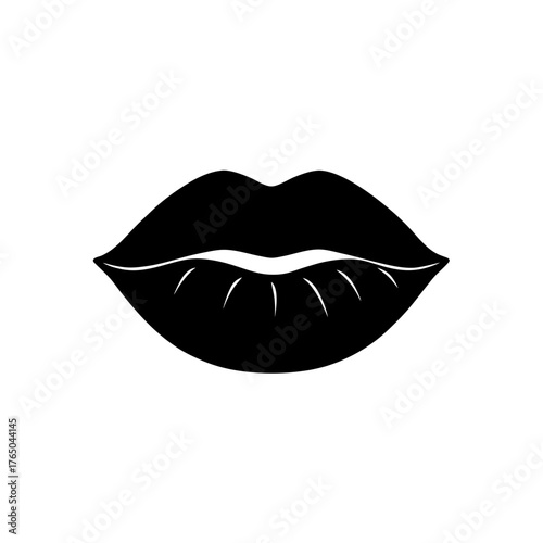 kissing lips icon black silhouette vector illustration on transparent background