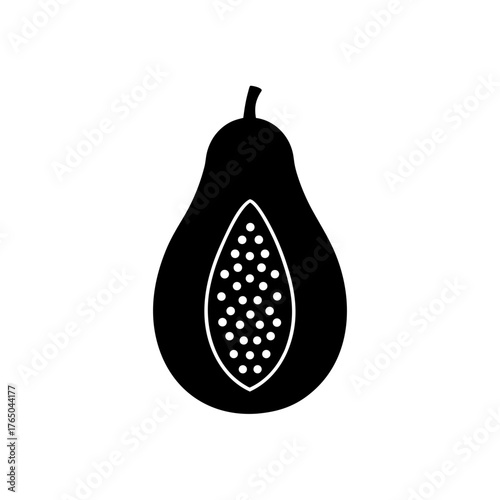 papaya icon black silhouette vector illustration on transparent background