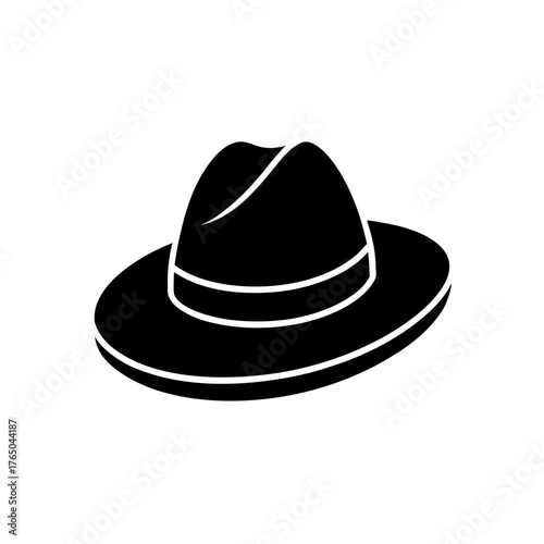 park ranger hat icon black silhouette vector illustration on transparent background