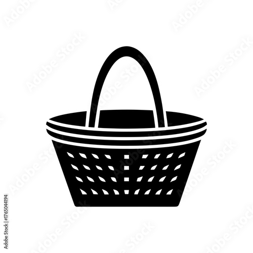 picnic basket icon black silhouette vector illustration on transparent background