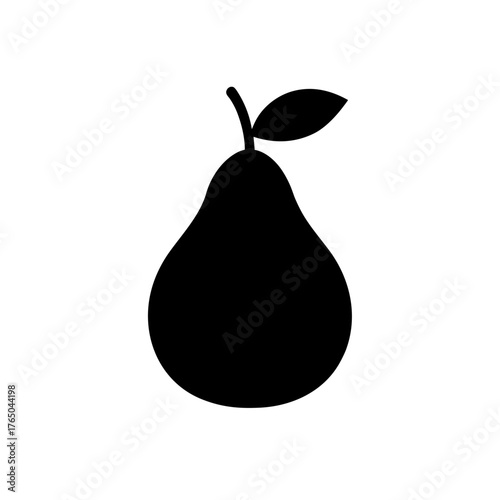 pear fruit icon black silhouette vector illustration on transparent background