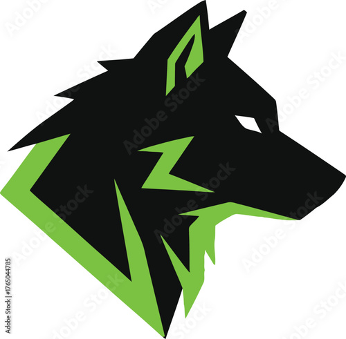 Abstract geometric wolf head logo design with energy bolt symbol representing power and strength modern gaming mascot concept vector Game logo