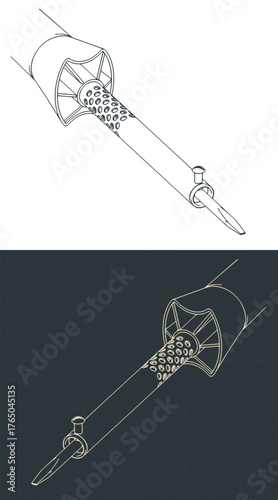 Electric soldering iron drawings close-up