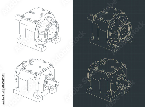 Helical gearbox isometrivc drawings