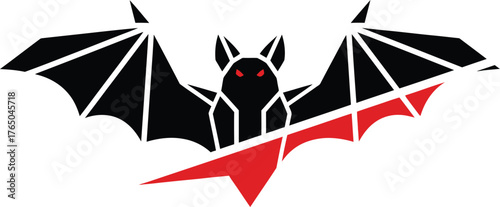 A stylized bat spreading its wings a symbol of halloween spooky creatures flight and nocturnal habits perfect for festive designs and artwork vector Game logo