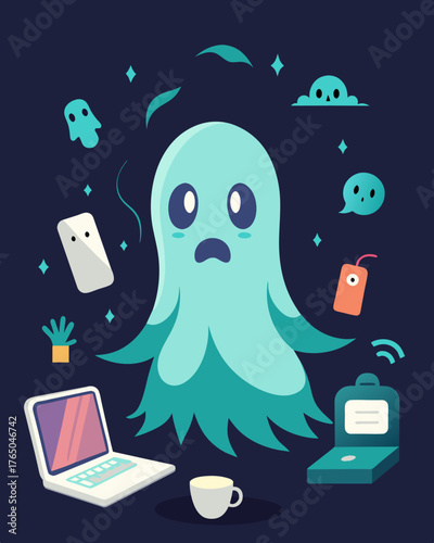 A ghostly presence that flickers the lights and messes with your electronic devices making you feel like youre losing your mind.. Vector illustration