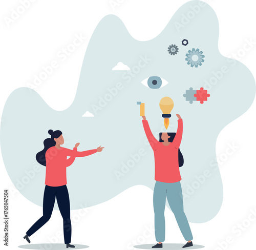 Inner mental intelligence and logic process visualization.life and employment of people.