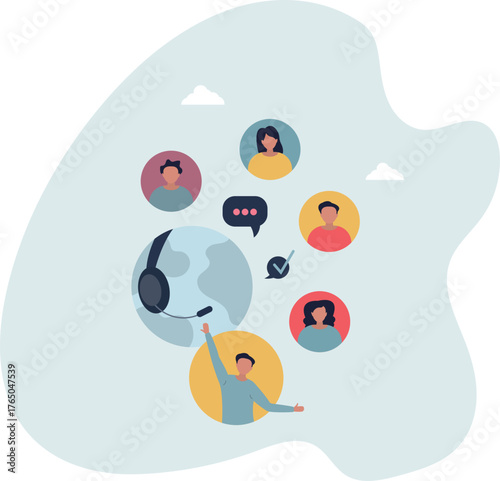 Online customer service with global support center..International assistance with call agent for telemarketing and find user solutions.life and employment of people.