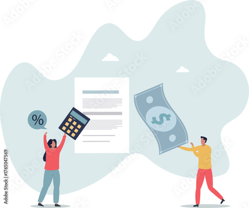 Income tax calculation and financial VAT money refund.Government payment calculation after accounting annual budget analysis.life and employment of people.