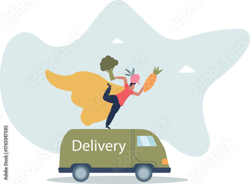 Fresh vegetable delivery. Service and healthy food concept.