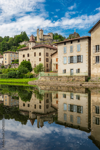 Laroquebrou typical village and la Cère river, Cantal, France, is an important passage, the via Arverna, for pilgrims on their way to Santiago de Compostela via Rocamadour.