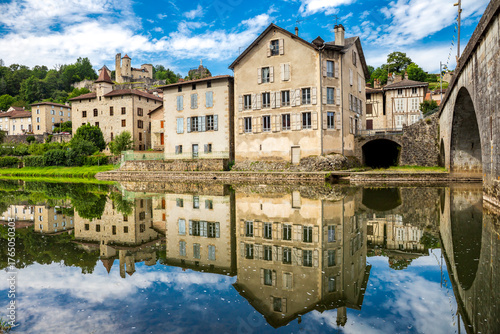 Laroquebrou typical village and la Cère river, Cantal, France, is an important passage, the via Arverna, for pilgrims on their way to Santiago de Compostela via Rocamadour.