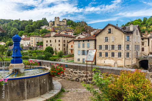Laroquebrou typical village and la Cère river, Cantal, France, is an important passage, the via Arverna, for pilgrims on their way to Santiago de Compostela via Rocamadour.