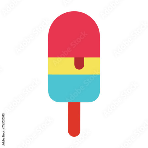 Vector illustration of popsicle, Ice lolly treats, Ice cream bar icon, Minimalist flat design style isolated on white background.