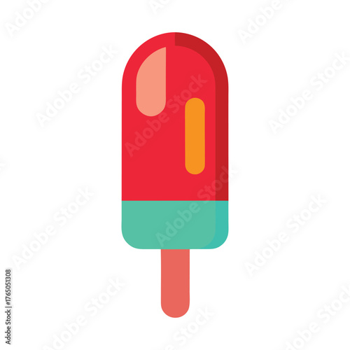 Vector illustration of popsicle, Ice lolly treats, Ice cream bar icon, Minimalist flat design style isolated on white background.