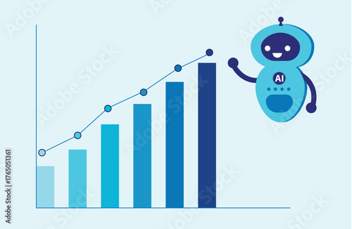 AI Robot with rising profit growth graph. Investment profit growth, technology, financial advisor.