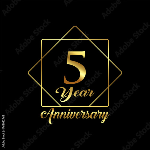 5 year Anniversary wedding wish lettering text vector illustration.