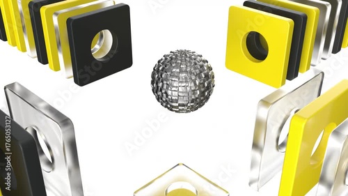 simply abstract 3d graphic metal glass sphere
