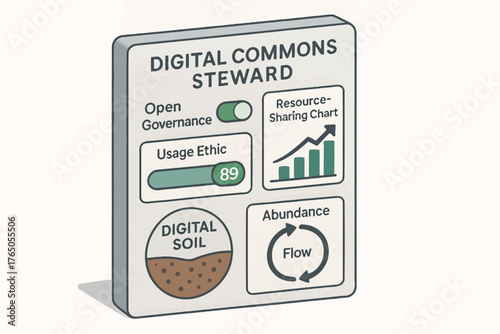 Digital commons steward concept chart with resource sharing and governance elements