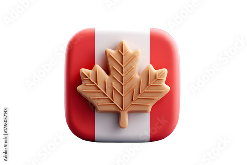 Canadian flag icon with maple leaf emblem representing national identity on transparent background