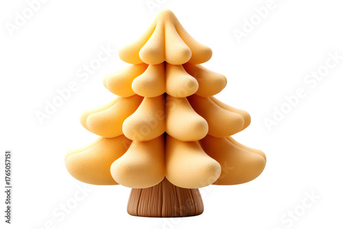 Stylized christmas tree with yellow foliage and brown trunk on transparent background