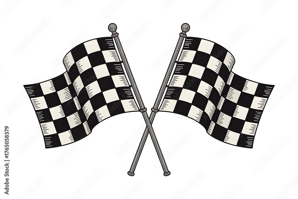 Fototapeta premium checkered finish flags icon isolated on white for motorsport branding