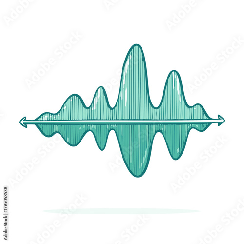 Vibrant Teal Hand Drawn Sound Wave Music Audio Spectrum Equalizer Illustration
