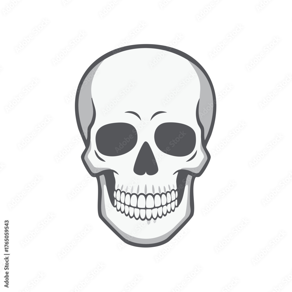 Fototapeta premium Vector illustration of a human skull with outline and dark features for Halloween or anatomy designs